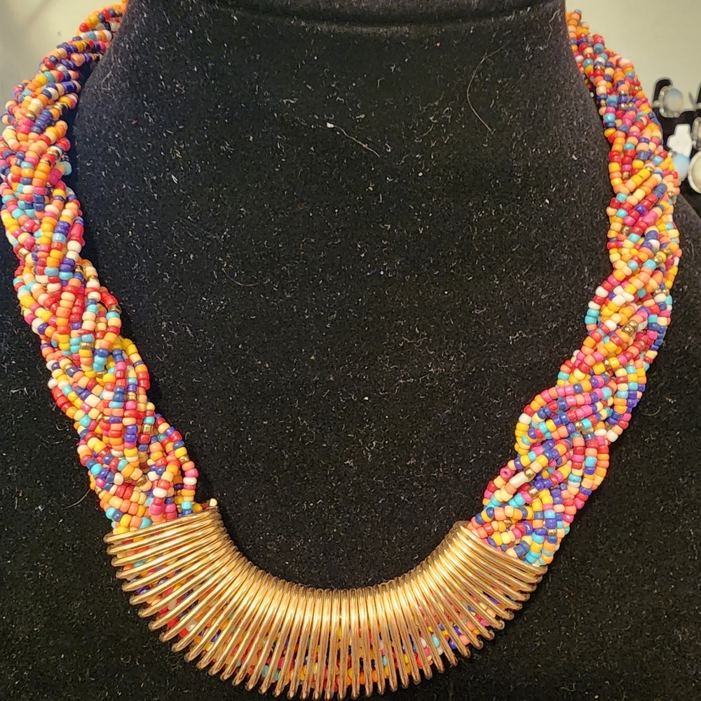 #1 Braided Bead Statement Necklace - image 1